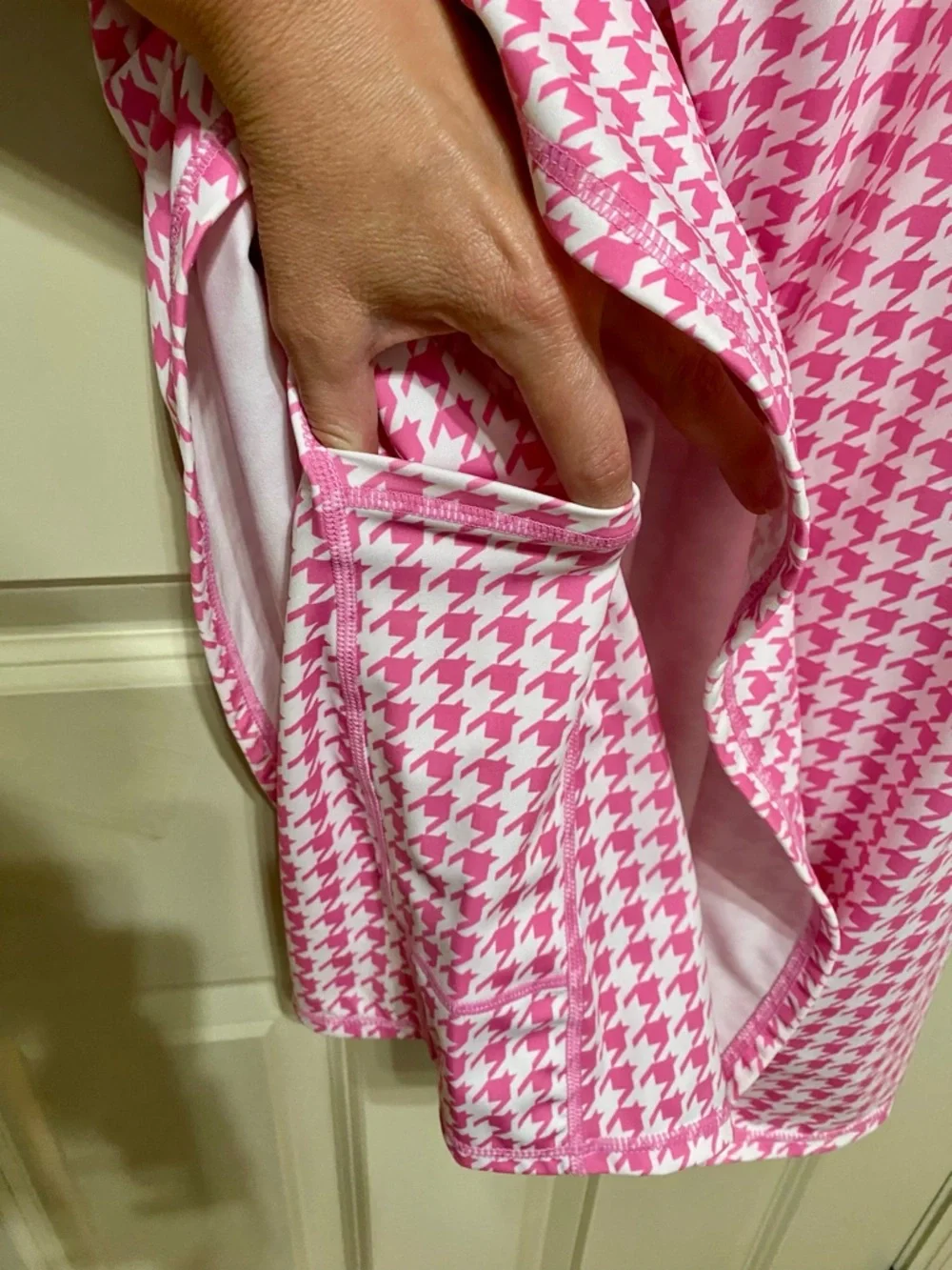 Pink Houndstooth Mini Dress Preppy Tenniscore Country Club Summer S
